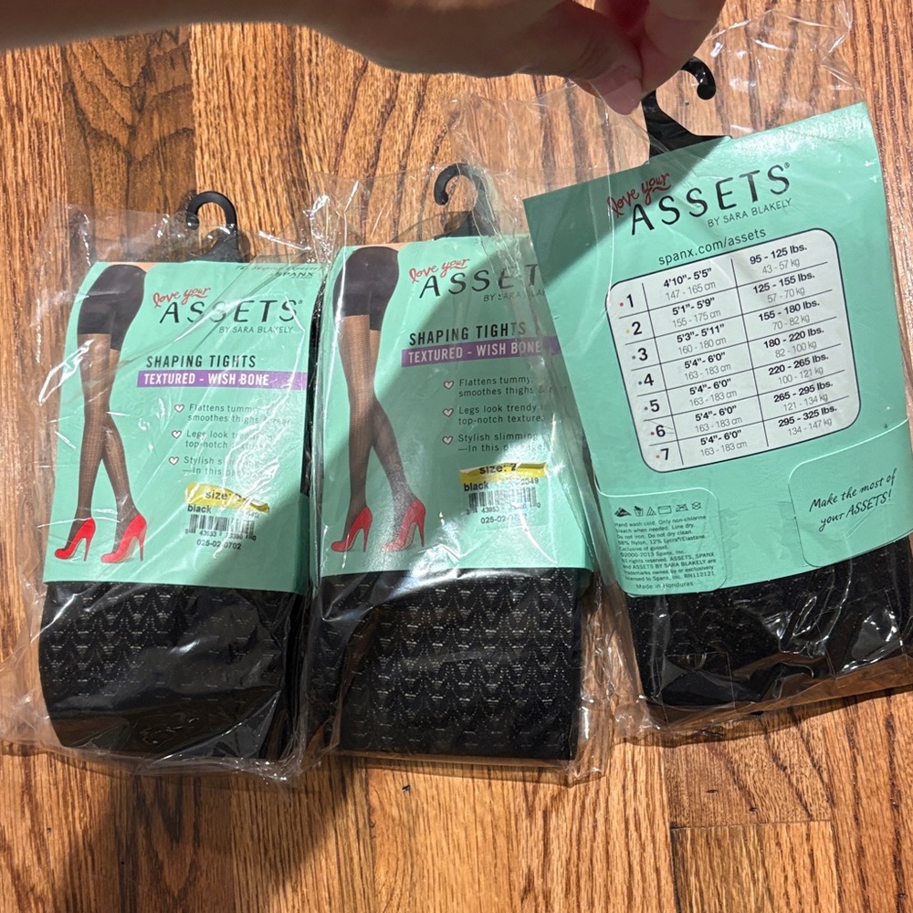 Spanx size 2. Pack of 3. ASSETS by Sara Blakely Black Textured Shaping Tights